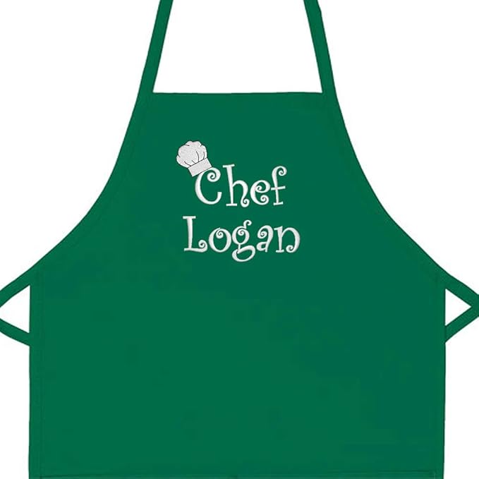 Made in the USA Chef Any Name Child Personalized Embroidered Premium Child Apron for Kids Girls Boys Fun in the Kitchen Gift