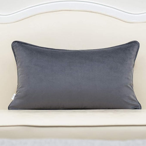 Alerfa 12 x 20 Inch Rectangle Leaf Pillow Embroidery Cut Velvet Cushion Case Luxury Modern Lumbar Throw Pillow Cover Decorative Pillow for Couch Sofa Living Room Bedroom Car, Gray Silver