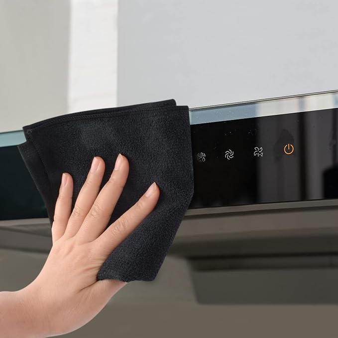 KinHwa Kitchen Washcloths for Dishes Absorbent Microfiber Dish Cloths Quick Dry Dish Rags with Poly Scour Scrub Side Ideal for Kitchen Cleaning (Black, 12inchx12inch 10 Pack)