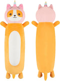 HAIJUNYA 22 Inch Kawaii Unicorn Dog Long Plush Body Pillow Toy, Soft Corgi Shiba Inu Plushies with Stuffy Unicorn Outfit Big Stuffed Animals Gift for Kids Boys Girls, Birthday, Halloween, Christmas