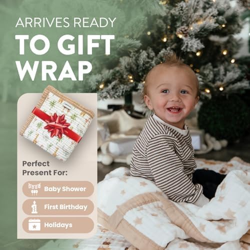 Organic Cotton Muslin Baby Blanket for Boys and Girls - Luxurious Soft Toddler Quilt for Swaddling - Gender Neutral Blanket - Baby and Toddler Gift - Jungle