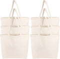 Segarty Canvas Tote Bag, 6 Pack 18x15 Blank Canvas Tote for Women, Reusable Bags Aesthetic with Natural Cotton and Shoulder Strap, Bulk for Gift， DIY, Grocery Shopping, Beach, Travel
