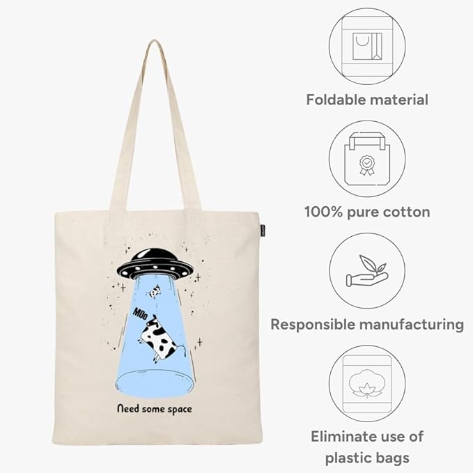 Eco Right Tote Bag for Women, Reusable Grocery Bag, Canvas Tote Bag for Shopping, Cotton Bag for Daily Use, Gifts for Women