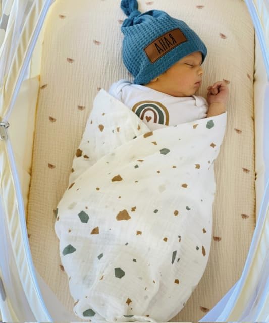 Leyl&Ari Muslin Swaddle Baby Blanket | 100% Organic Cotton Recieving Wrap (Terrazo)