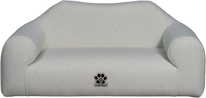 ZoeFleur Pet Sofa Bed, Orthopedic Washable Dog Bed for Small Medium Dogs and Cats, Modern Plush Pet Furniture with Removable Cover(White)
