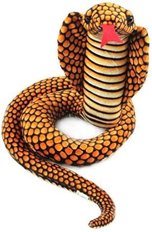 VSFNDB Stuffed Cobra Snake Animal Plush Toy 44 Inches Realistic Long Qamra The Queen Cobra Animal Stuffed Plushies Naja Nivea Cape Cobra Python Stuff Dolls Gift for Children Kids Boys Girls, 44Inches
