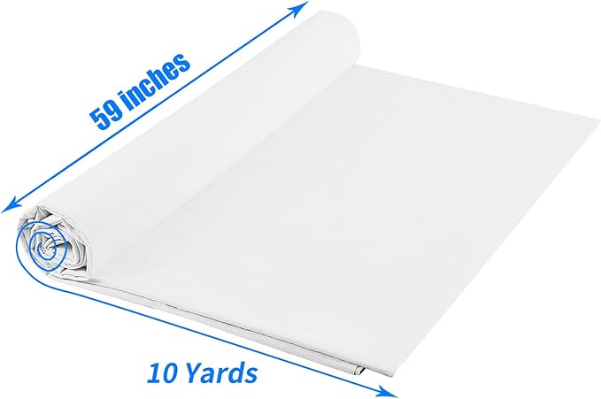 Zoblise 100% Cotton Muslin Fabric: 10 Yards x 59" Color Muslin, 100% Cotton Fabric, for Sewing Draping Material (White)