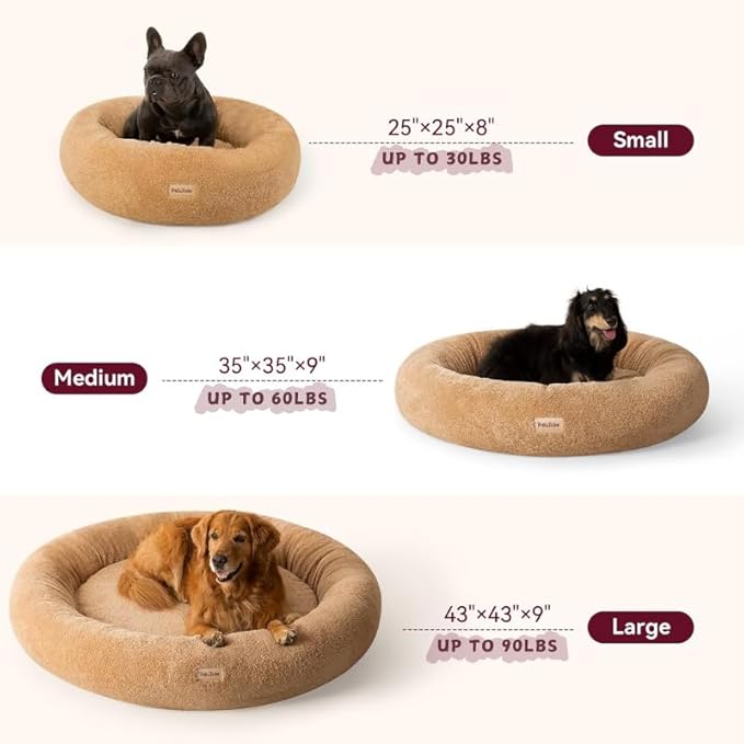 Self-Warming Calming Donut Dog Bed for Small Dogs & Cats – Orthopedic Memory Foam Round Pet Bed for Anxiety Relief & Joint Support, Waterproof Liner, Washable Removable Cover, Non-Slip Bottom