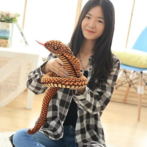 VSFNDB Stuffed Cobra Snake Animal Plush Toy 44 Inches Realistic Long Qamra The Queen Cobra Animal Stuffed Plushies Naja Nivea Cape Cobra Python Stuff Dolls Gift for Children Kids Boys Girls, 44Inches