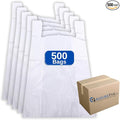 ASSUREPAK White Unprinted HDPE T-Shirt Bags 16"x8"x30" – 500 Units – 16 Microns –Perfect for supermarkets, convenience stores, restaurants, and retail shops