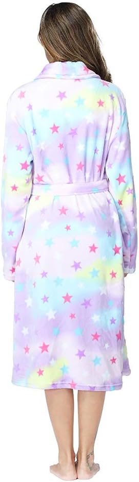 RONGTAI Womens Bathrobe Ladies Fleece Plush Warm Long Robes Fleece Nightgown Sleepwear