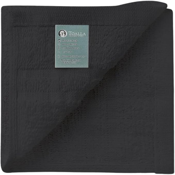 TOALLA 100% Cotton Washcloths 60 Pack|700 GSM|Soft Wash Cloth for Face|Wash Cloth Bulk Pack|Washcloth for Body and Face|Highly Absorbent|Fingertip Towel|Washcloth for Bath Room|12 x 12 Inches|Grey
