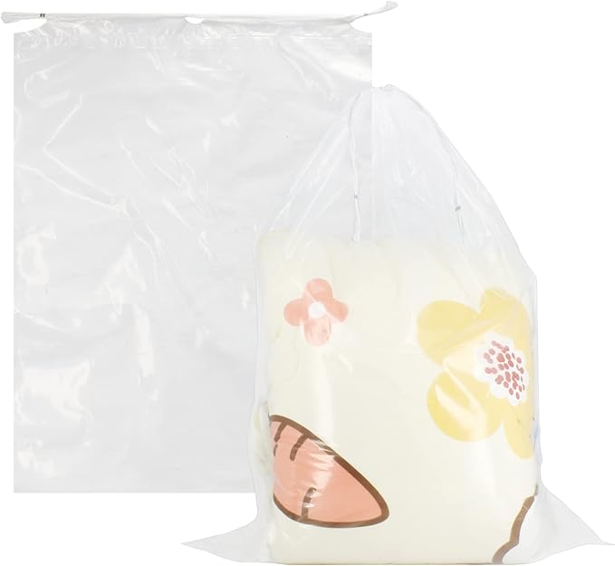 Belinlen 100 Pack 18x24 inch Transparent Shoe Bags for Travel Large Clear Shoes Storage Organizers Pouch with Cotton Draw Strings Shoe Dust Bags