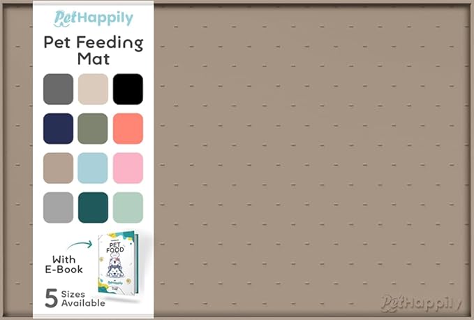PetHappily Dog Food Mat - Raised Edges Dogs Mat for Food and Water Prevent Spill, Waterproof Cat Food Mats Protect Floors, Easy Clean Dog Bowl Mats for Food and Water, Silicone Pet Food Tray