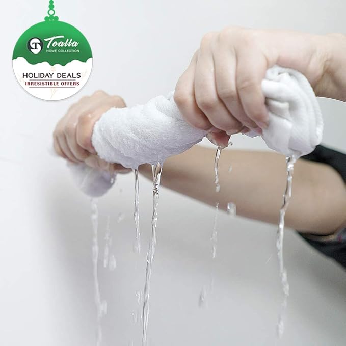 TOALLA 100% Cotton Washcloths 60 Pack|400 GSM|Soft Face & Body Washcloths|Highly Absorbent|12 x 12 Inches|White
