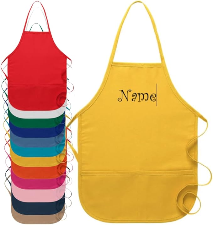 Personalized Kids Apron – Custom Name - Choose From Many Colors