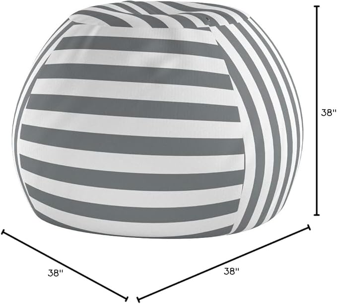 WEKAPO Stuffed Animal Storage Bean Bag Chair Cover for Kids | Stuffable Zipper Beanbag for Organizing Children Plush Toys Large Premium Cotton Canvas (Grey, X-Large)