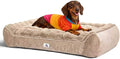 Welfibr Fluffy Faux Fur Dog Bed Medium Size Dog Washable Rasied Dog Bed Orthopedic Dog Bed with Sides Noiseless Supportive Foam Dog Couch Anti-Slip Comfort Pet Beds with Removable Cover Brown 42"