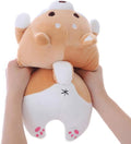 Shiba Inu Dog Plush Pillow, Cute Soft Corgi Stuffed Animals Doll Toys Gifts for Valentine, Christmas, Birthday, Bed, Sofa Chair (Brown Round Eye, 13.5in)