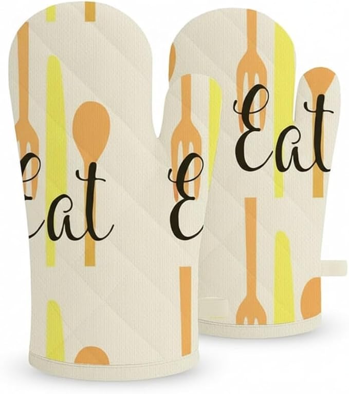 1 Pair (2 Pcs) of Oven Mitts – Heat Resistant Oven Gloves Kitchen, Safe for Baking, BBQ, Grilling - Cooking Gloves – Soft & Durable - Machine Washable – Silwervare Print