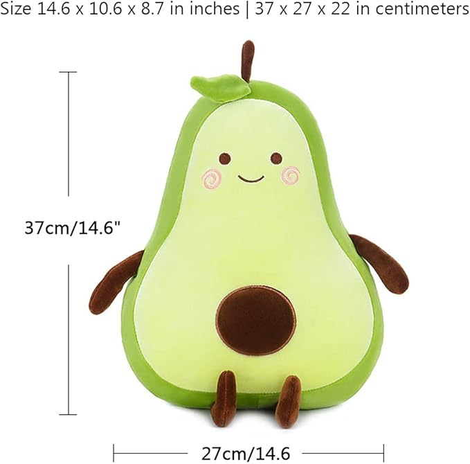 MMTTAO Stuffed Animal Avocado 15 Inch Plush Toys Squishy Snuggle Soft Kawaii Food Shaped Plushies Fruit Series Cute Dolls Collection Hugging Cushion Birthday Gifts for Kids Child Boys Girls, 15Inches