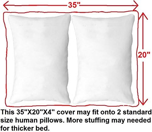 Dogbed4less DIY Pet Bed Pillow Brown Microsuede Duvet Cover and Waterproof Internal Case for Dog and Cat at 35X20X4 Inch - Covers only