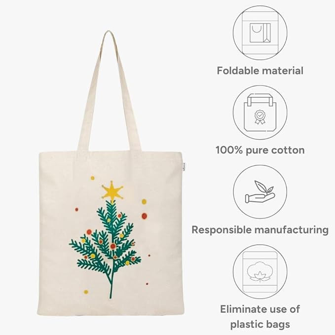 Eco Right Tote Bag for Women, Reusable Grocery Bag, Canvas Tote Bag for Shopping, Cotton Bag for Daily Use, Gifts for Women