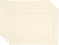 Solino Home Linen Placemats Set of 4 - Double Hemstitch Ivory Placemats 14 x 19 Inch - 100% Pure Linen Table Place Mats for Spring, Easter