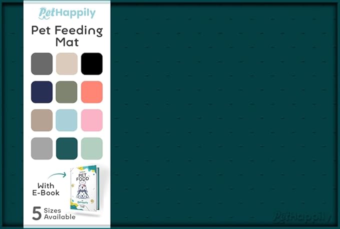 PetHappily Dog Food Mat - Raised Edges Dogs Mat for Food and Water Prevent Spill, Waterproof Cat Food Mats Protect Floors, Easy Clean Dog Bowl Mats for Food and Water, Silicone Pet Food Tray