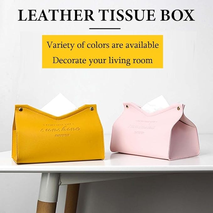 Beleda PU Leather Tissue Box Cover Rectangle Car Living Room Bedroom Kitchen Home Office Desktop Cute Tissue Box Decoration Modern Minimalist Nordic Napkin Holder Medium Tissue Organizer Box (Blue)