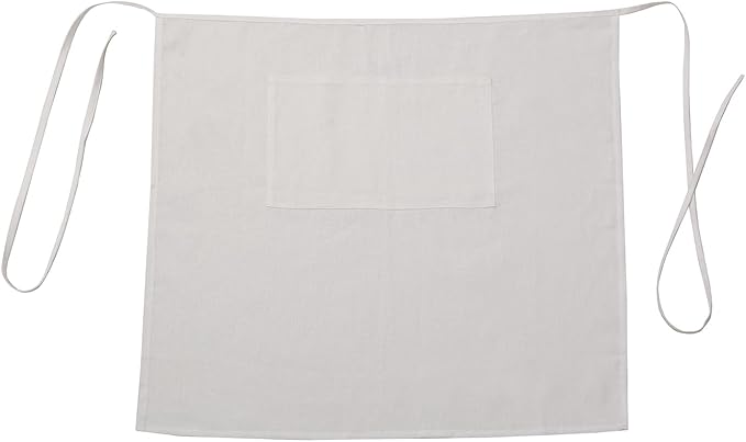 100% Linen Bistro Half Apron, Waist Apron With 2 Pockets For Women Men Waitress Server Cooking Kitchen Restaurant