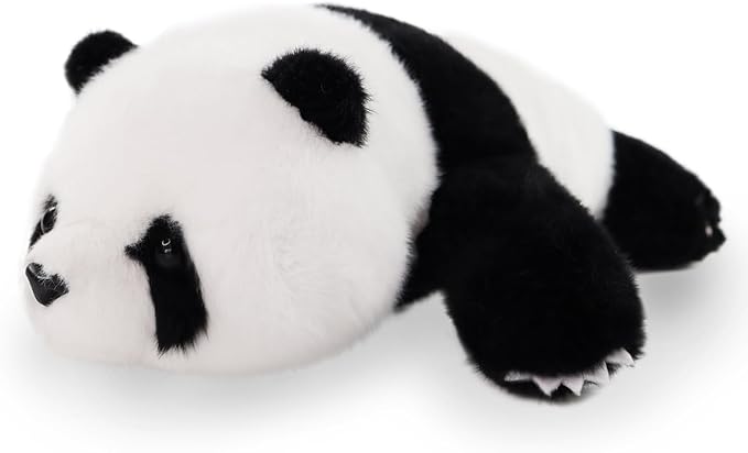 Furvana Plush Panda Stuffed Animal, Black and White Weighted Plush Pillow, 12" Soft Cuddly Toy, for Kids and Girls Birthday Christmas