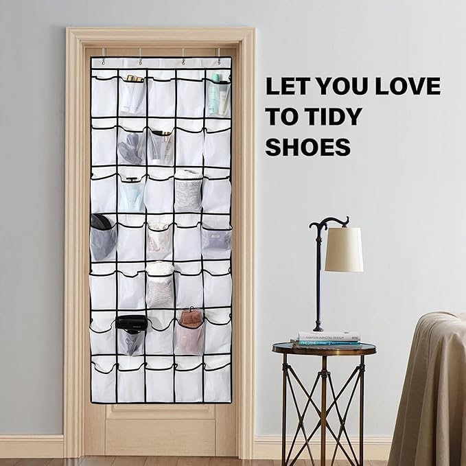 Teikou 40 Mesh Pocket Over the Door Shoe Organizer,Hanging Shoe Rack for Closet Storage Holder for Dorm Room College Classroom Storag(Grey)