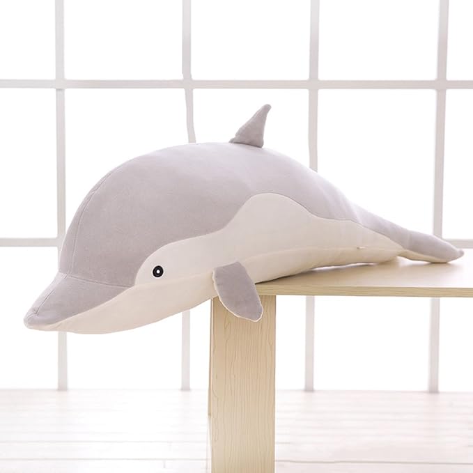 VSFNDB Stuffed Dolphin Animal Plush Toy 20 Inches Gray Large Animal Stuffed Plushies Super Soft Cute Cuddly Pillow Cushion Stuff Dolls Birthday Gifts for Children Kids Boys Girls Room Decor, 20Inches
