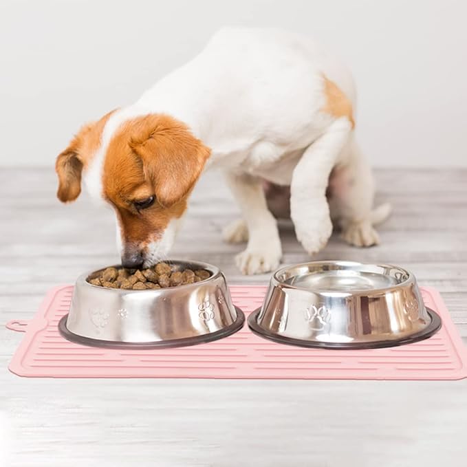 Dahaiwua Pet Placemat for Dog and Cat,Mat for Prevent Food and Water Overflow,Portable and Foldable Mat,Suitable for Medium and Small Pet Placemat for Dog and Cat(Pink)
