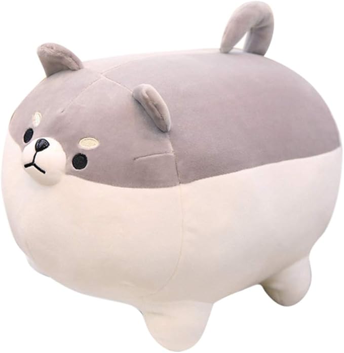 sofipal Shiba Inu Dog Plush Pillow,Cute Corgi Stuffed Animal Toy Doll Gifts for Valentine,Christmas (Gray, 19.6 inch)