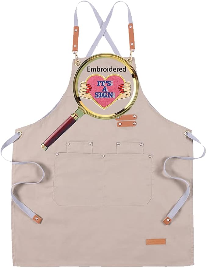 YOWESHOP Personlized Chef Apron Cross Back Apron with Adjustable Straps Canvas Embroidered & Printing