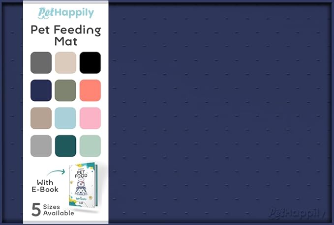 PetHappily Dog Food Mat - Raised Edges Dogs Mat for Food and Water Prevent Spill, Waterproof Cat Food Mats Protect Floors, Easy Clean Dog Bowl Mats for Food and Water, Silicone Pet Food Tray