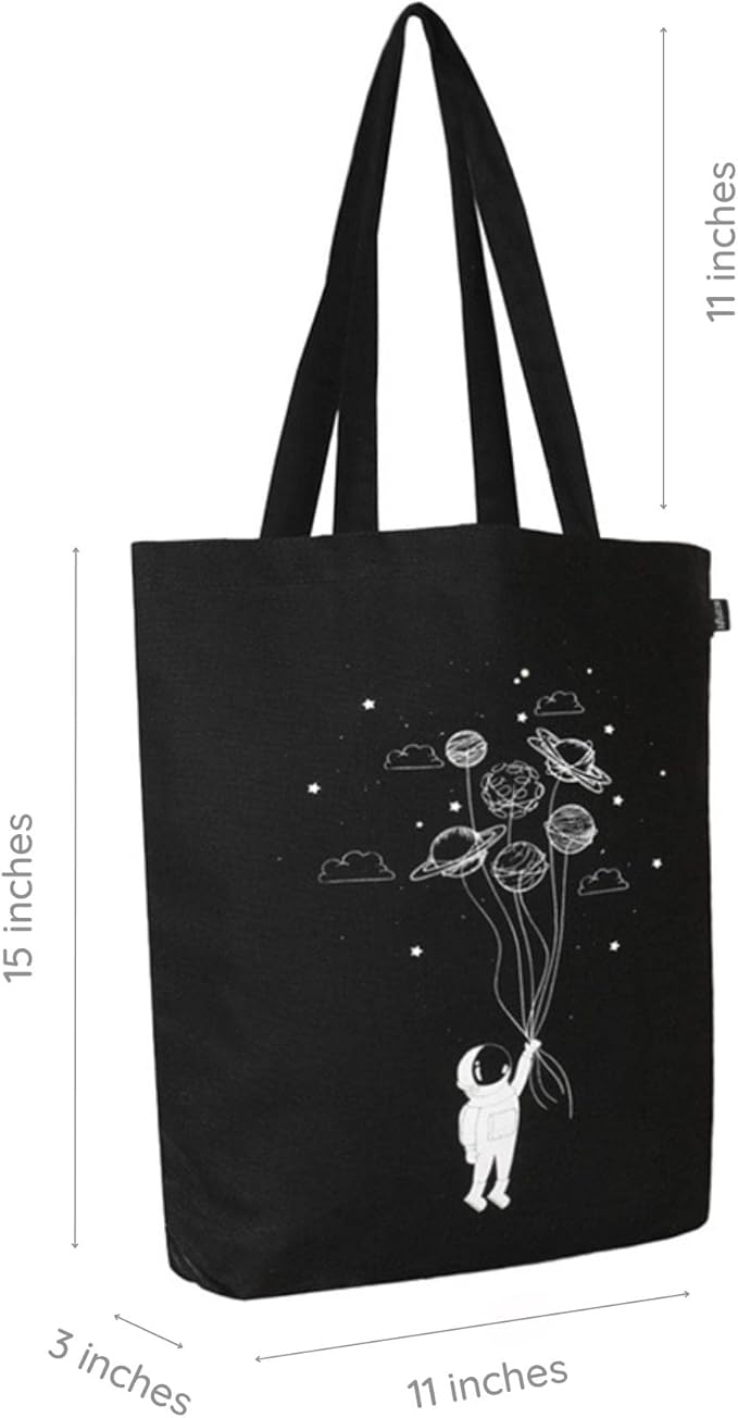 Ecoright Tote Bag for Women with Zipper, Small Tote Bag, Canvas Bag, Reusable Cotton Bag for Beach, Grocery, School & Work