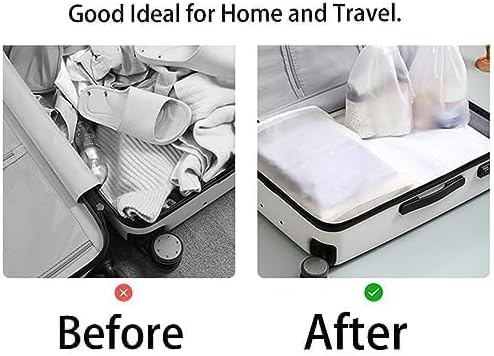 JACUXLSS Frosted Clear Plastic Travel Shoe Bag for Men Woman Travel Organizer, 15Pcs Washable Translucent Drawstring Pouch with Rope for Golf GYM Sneaker Clothes Suitcase Home Packing Storage