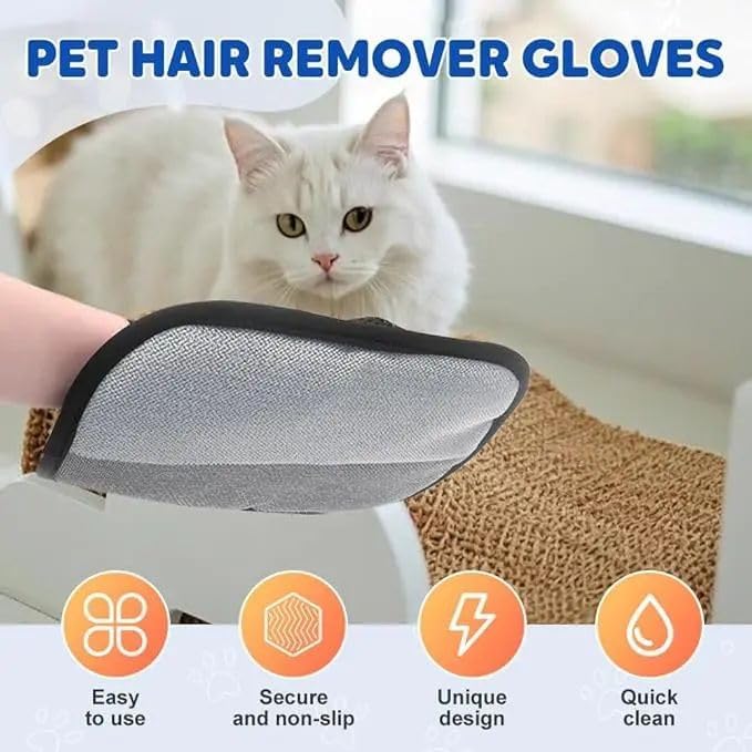 Unique Valley Pet Hair Removal Glove for Cats & Dogs, Upgraded Five-Finger Electrostatic Pet Hair Gloves, Reusable Magic Brush Pet Hair Remover Tool for Couch, Carpet, Car Seat
