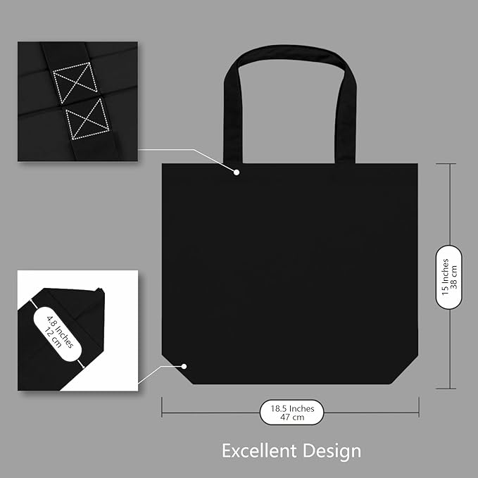 TOPDesign 1-Pack Super Strong Large 12oz Cotton Canvas Tote Bag, Reusable Grocery Shopping Cloth Bag, Fashionable Two-Tone Tote for Crafts, DIY Your Creative Designs