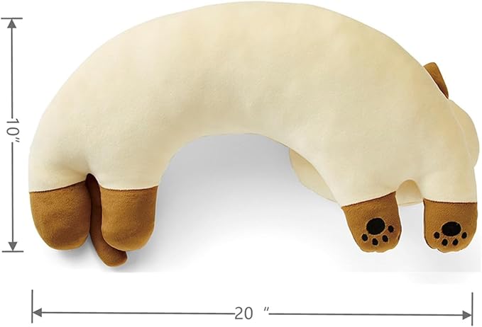 Furvana U-Shaped Cat Plush Pillow, Cute Plushies, 20" - Ultrasoft Cat Stuffed Animal, Birtday Gift (Brown)