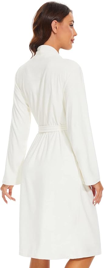 Knuffnee Women Bath Robes Terry Cloth Towel Robe Knee Length Bathrobe with Pockets