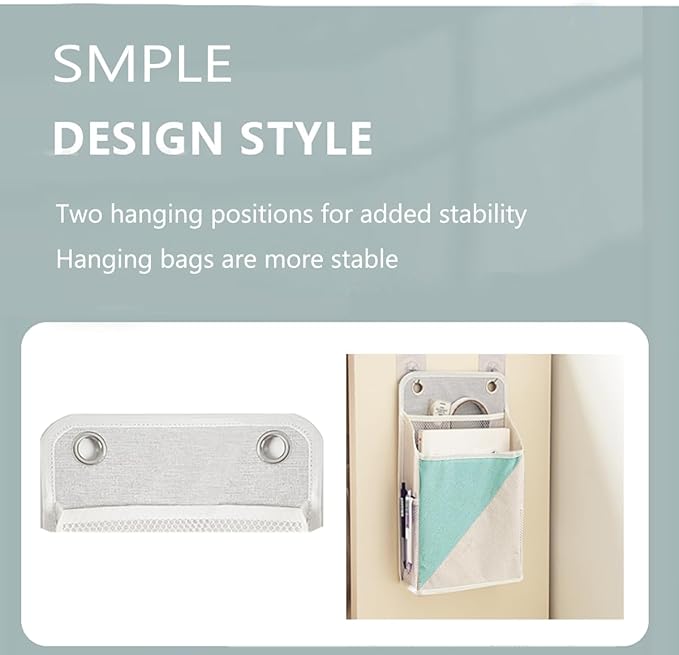 Someteth 2pcs Wall Hanging Storage Organizer Bag, Hanging Baskets with Pockets for Wall organizing, Storage Hanging Bag for Bedroom, Dormitory, Study Room, Bathroom(Green/White)