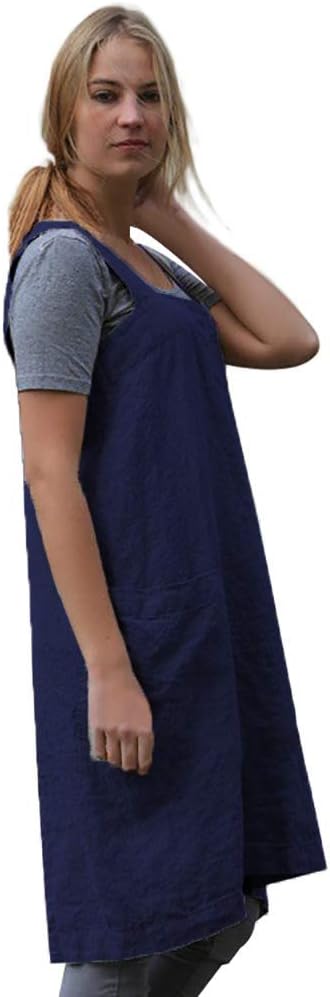Women's Practical Cross Back Pinafore Apron with Large Pockets Home Kitchen,Restaurant,Coffee house,Cooking Gardening Works