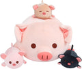 Achwishap Pig Stuffed Animal Mommy 19.6” with 3 Pig Babies Plush,4 PCS Cute Pig Plushie Pillow,Kawaii Plush Toys Soft Hugging Pillow for Kids Girls Boys Birthday Gifts for Valentines(Pink Pig Family)