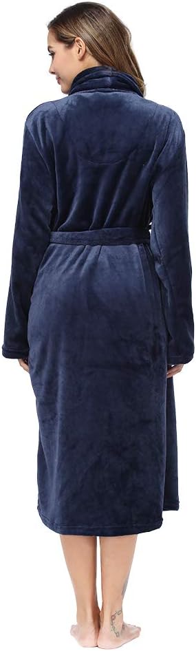 RONGTAI Womens Bathrobe Ladies Fleece Plush Warm Long Robes Fleece Nightgown Sleepwear