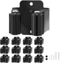 Yiows Broom Holder Wall Mount, 12PCS Broom Hanger Wall Mount, Stainless Steel Heavy Duty Mop Holder Broom Mop Hanger Wall with Screws, Garden Outdoor Tool Organizer Rack Broom Hanger (Black)