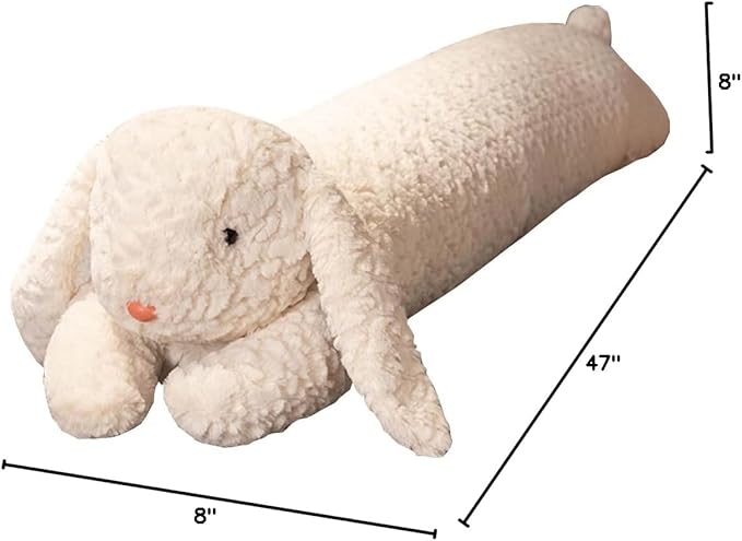 FEEZUSH Rabbit Plush Pillow - 47 inch Rabbit Stuffed Animal - Birthday Christmas Valentine's Day Gift for Kids Boys Girls (White)
